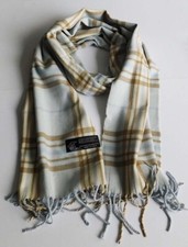 New Men's Winter Italy Design Check Plaid Super Soft Scarf/ Grey/Ochre