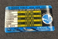 Vari-Vue Lenticular Motion 3D Air France Air Fares 1963-1964 Flicker Card NEAT!