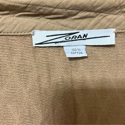 VINTAGE 90S ZORAN TAN QUILTED OPEN FRONT COAT LIGHTWEIGHT JACKET 100% COTTON - Picture 8 of 10