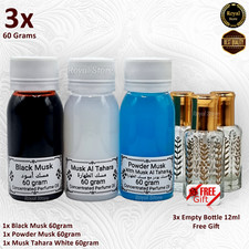 3x 60g Arabian Perfume Musk Oil Black Tahara Powder High Quality