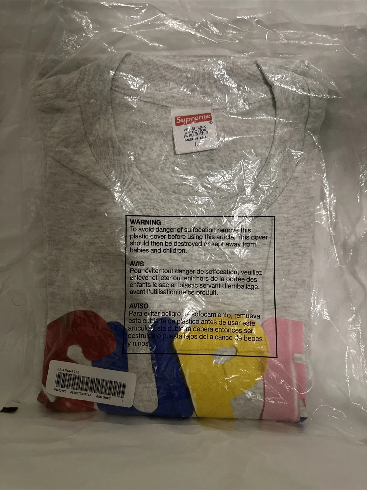 T shirt blanc Supreme Balloons taille L FW20 neuf étiquettes expédié maintenant