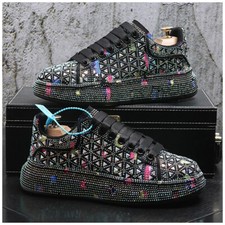 New Men Shiny Charm Rhinestone Thick Bottom Casual Vulcanization Sneakers Shoes