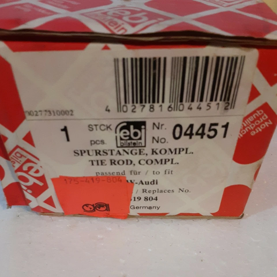 Conjunto de varilla de amarre Volkswagen Jetta Scirocco Audi 1975-1993 FEBI 171419804 / 04451 Foto 2 de 4