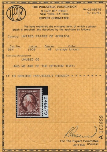 354 F-VF with PF cert OG previously hinged nice color ! see pic ! - Picture 2 of 2