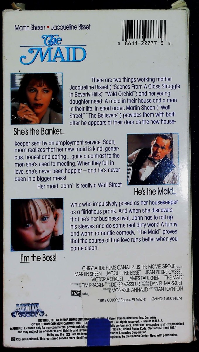 The Maid (VHS 1991) Martin Sheen, Jacqueline Bisset, Victoria