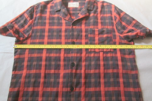 Folk Clothing Camp Collar Shirt Size 4 / Large - Red Check - 第 5/12 張圖片