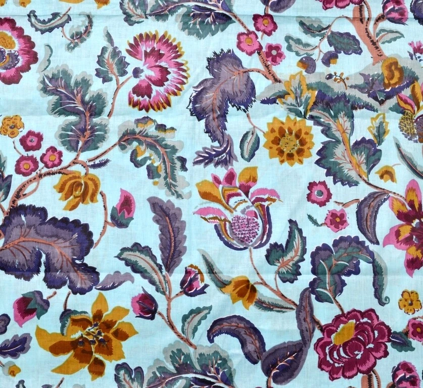 Indian New Sewing Cotton Fabric Hand Block Print Running Loose Floral 5 Yard - Image 2 of 3
