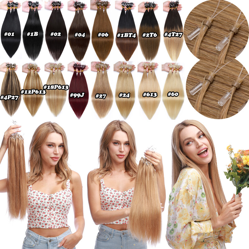 Micro Ring Loop Beads Tip Link Hair Extensions 100%Real Remy Human Hair ...