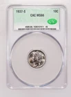 GEM BU 1937-S Mercury Dime CACG MS66.  #18