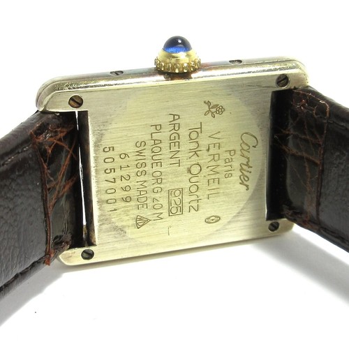 Auth Cartier Must de Cartier Tank Vermeil - White 61299 5057001 Dark Brown - Bild 3 von 12