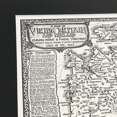 Wikinger Großbritannien Karte [mit Halterung] - Bildende Kunst durch Manuskript Karten