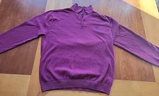 Chaps Polo Mens Long Sleeve Pullover Shirt 1/4 Button Up. Sweater Polo Purple