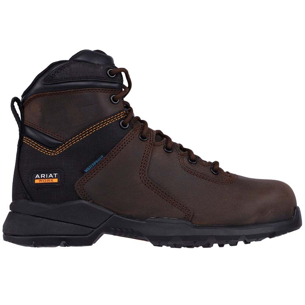 Ariat Men's Rebar Flex Protect 6 inch Waterproof Carbon Toe Work Boot, Size: 14, Brown