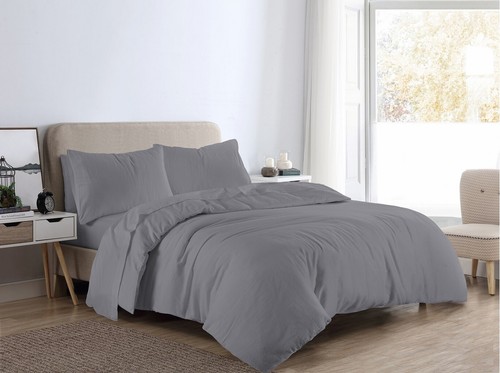 Flannelette 100% Brushed Cotton Duvet Cover Thermal Quilt Bedding Set All Size - Picture 35 of 37