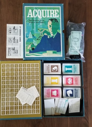 Vintage 1968 ACQUIRE 3M Bookshelf Board Game Complete High Finance Hotels