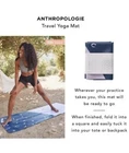 Anthropologie Live Mindfully Travel Yoga Mat Fitness Blue 24x68 New In Packaging