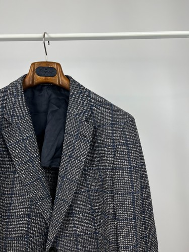 Big Guys Emporio Armani G Line Men's Plaid Grey Half Lined Blazer Jacket UK 48 - Picture 7 of 18
