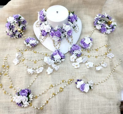 Artificial Floral Jewelry Set For Haldi Mehendi Baby Shower