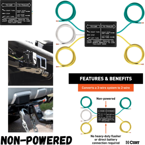 Tail Light Converter 3 Wire System To 2 Trailer Wire Converter Color