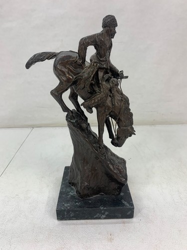 Vintage "Mountain Man" By Frederic Remington Bronze Sculpture Solid Marble Base - Picture 4 of 9