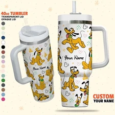 Custom Disney Friends Pluto Colorful Tumbler, Disney Characters Christmas 40oz T