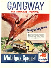 1949 vintage AD MOBILGAS Gangway Flying Horsepower Flying Red Horse 080419