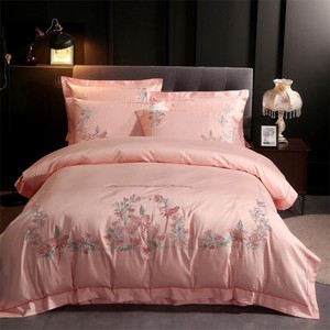 4pcs Bedding Set Luxury Embroidery Duvet Set Flat Sheet Pillowcase