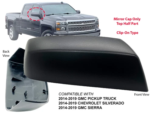 For Mirror Textured Black Cap 2014 - 2019 SIERRA SILVERADO Passenger Right Side