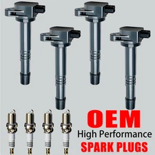 4X OEM Ignition Coil & 4X Iridium Spark Plug For Honda Accord CR-V Civic 2.4L L4