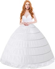 6 Hoop Skirt Crinoline Petticoat Underskirt Floor Length A Line For Wedding D...