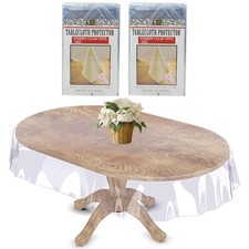 2 Pk Vinyl Clear Oval Tablecloth Cover Heavy Duty Dining Table Protector 60X90