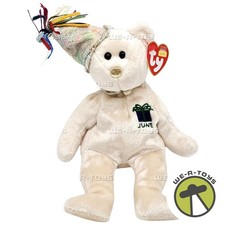Ty Beanie Babies June the Birthday Bear with Hat Plush 2002