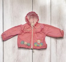 Vintage 24M London Fog Pink Hooded Spring Jacket Appliqu Ruffled Cute