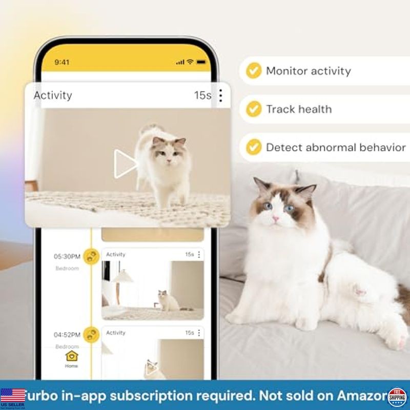 360° Cat Camera with Treat Dispenser, Smart Features & Pet Safety Alerts