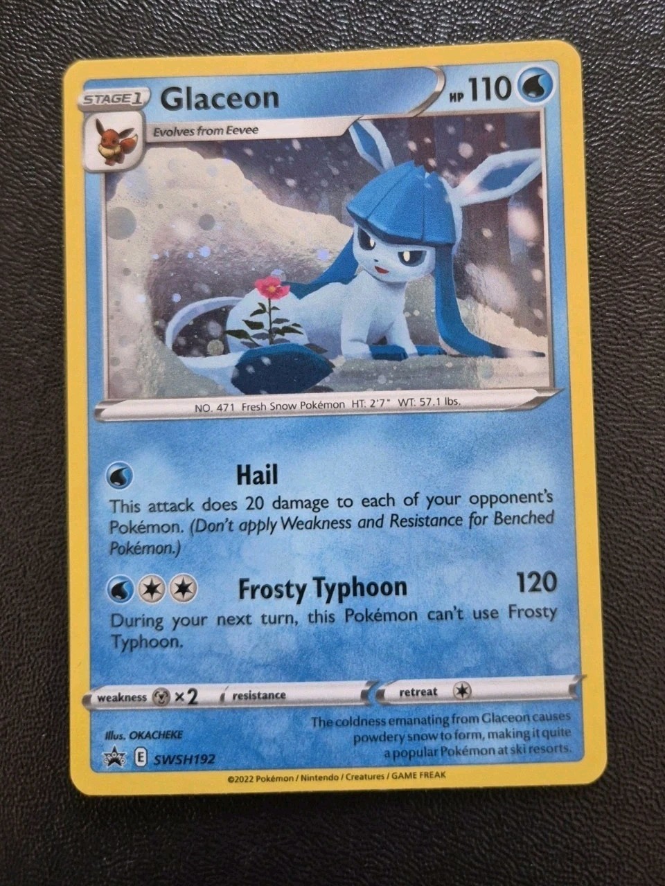 Pokemon Card Glaceon SWSH192 Black Star Holo 