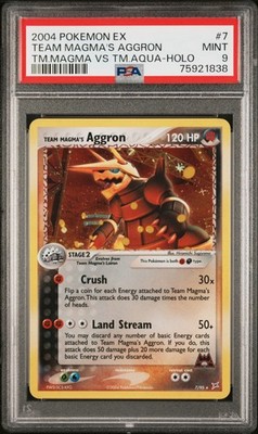 PSA 9 Team Magma's Aggron Holo 7/95 Team Magma Vs Aqua 2004 Pokemon Card