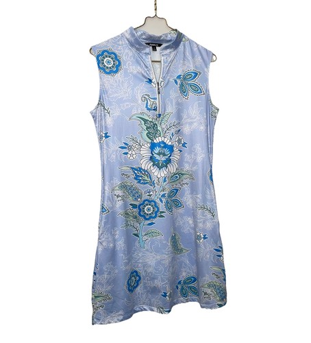 ACEGOLFS Women’s Golf Dress Medium Light Blue Floral Sleeveless Athletic Wear