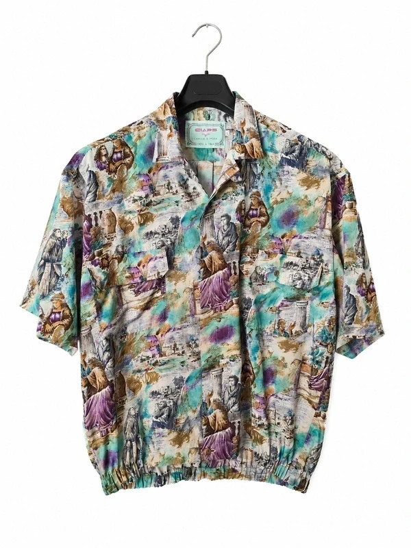 Camicia vintage CIAPS Made in Italy fantasia artistica astratta oversize XL 80s