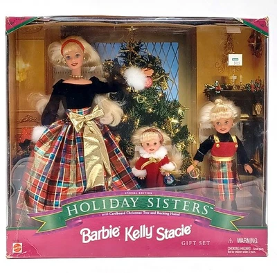 1998 Mattel 19809 NrfB Holiday Sisters 3-Doll Gift Set: Barbie + Kelly + Stacie - Bild 1 von 4