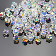 1000PCS Bicone Crystal Beads 4mm Bulk Small Faceted Bicone Glass Beads for Jewe