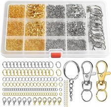 968pcs Jump Rings Jewelry Making Kit with Clasps Gold Silver Rings for Necklace