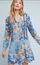 TINY Anthropologie Gaina Tunic Floral Lace Dress Drop Waist Cottagecore Small