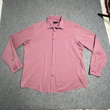 Claiborne Mens Easy Care Button Up Long Sleeve Dress Shirt Red Pink Size XL