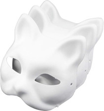 Cat Mask White Paper Blank Hand Painted Face Mask Pack Og 3 
