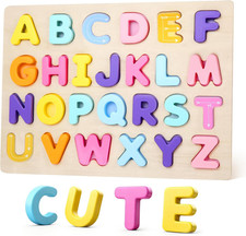 Alphabet Puzzles Wooden for Toddlers, ABC Learning Toys for Kids, Preschool Educ
