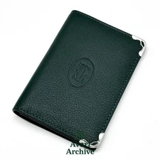 Cartier Must de Cartier Green Leather Card Holder Wallet Pouch Made In Italy