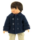 Navy Blue Coat Fits 18" American Boy Girl Doll Clothing