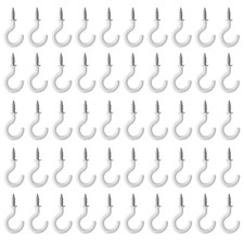 50 PCS 7/8 Inch White Cup Ceiling Hooks Metal ScrewIn Vinyl Coated Mini
