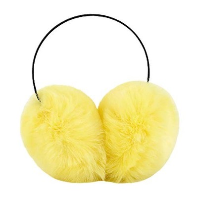  Women's Faux Fur Earmuffs Colorful Soft Plush Pearl Headband Outdoor Yellow