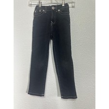 True Religion Kids Black Contrast Stitch Straight Leg Jeans Size L 7 Adjustable